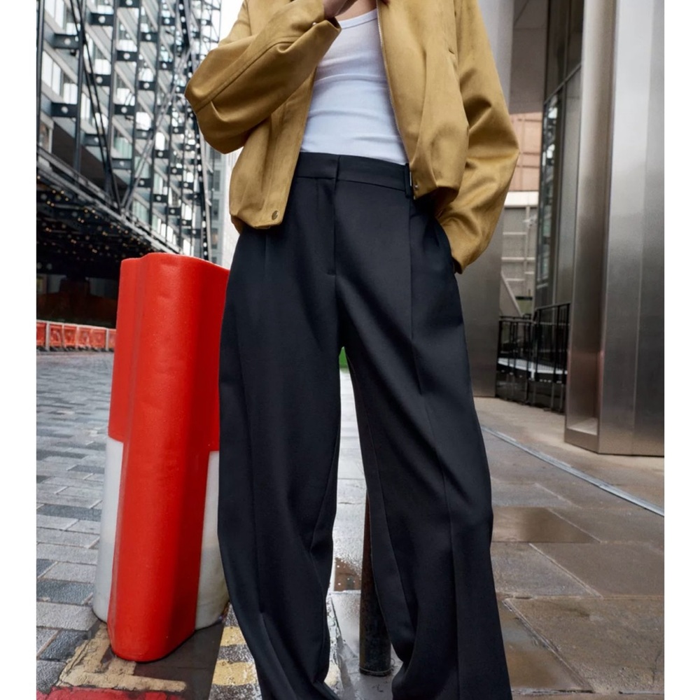 Zara Navy Side Stripe Trousers